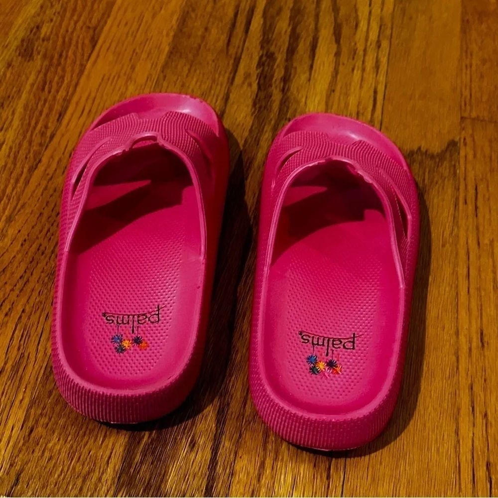 Kids Pink Slide Sandals palms pink size 34